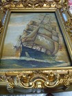 Antique Signed Oil Painting 16 X 12 Original Grant Sailboat Rough Waters Beauty