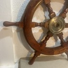 Vtg Handmade 24    Wooden brass Ship Nautical Boat Wheel Wall Decor Free Shipping 