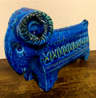 Vintage Mid Century Blue Green Bitossi Ceramic Ram Figurine 4 25 X 7 25