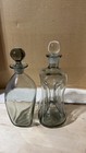Vintage Smoked Glass Decanter Set Of 2     Hand Blown Mid-century Bottles 
