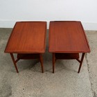 Mid Century Danish Modern Side Tables Solid Teak Oak Set 2 Denmark Refinished Nm