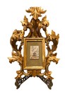 Vintage Antique Asian Japanese Miniature Woman With Bird Wall Art Wood Frame