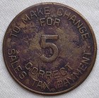 Arizona State Tax Commission 5 Mill  half Cent  Sales Tax Token 1937-1942 Cactus