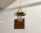 Old Antique Original Brass Ship Reclaimed Vintage Hanging Light With Shade Cap