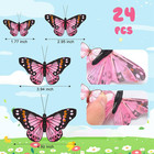 24 Pcs Monarch Butterfly Decorations 4 Size Artificial Monarch Feather Fake But