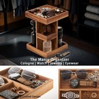 Cologne Organizer For Men  Solid Acacia Wood 3-tier Rotating Stand - Natural    