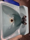 Crane C Mid-century Turquoise Cast Iron Bathroom Sink  W24  X D18  Xh7 