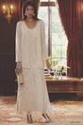 Elegant Mother Of The Bride Dress Jacket Beading Sequins Ankle Length Plus Size