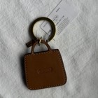 Coach Logo Bag Charm Key Chain Key Ring Brown Gold Leather Metal F54741