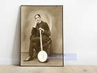 Antique Banjo Player Studio Photo Print - Early 1900s Musician   Photo Print