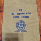 Vintage Bank Deposit Cash Money Canvas Cloth Bag First National Bank Jackson tn