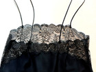 Vintage Perla Black Lingerie Silk Camisole Top Lace Trim French Boudoir Medium