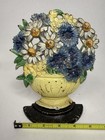 Antique Hubley  452 Cast Iron Daisy Bowl Flower Doorstop Original Paint 8 5    B16