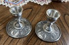Danforth Fine Handcrafted Pewter 2 Leaf Pressed Candleholders Nice  3   x3    New