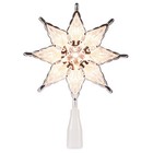 Light Up Silver-trim Retro Clear 8-point Star Christmas Tree Topper 8  Lit Led
