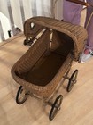Antique Victorian Wicker Baby Buggy Stroller 1900 s Collectible Doll Carriage