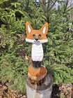 Chainsaw Carved Red Fox Wood Carving Statue Sculpture Art Rustic Decor Animals