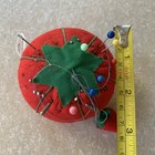 Vintage Sewing Red Tomato Strawberry Pin Cushion With Pins Needles Pincushion