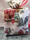 Christmas  Horses   Barns White Cotton Fabric Handmade Square Tissue Box Cover