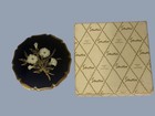 Vintage Stratton Of England Compact Navy   White Flowers Unused W original Box