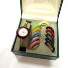 Gucci Change Bezel White Dial 12 Colors Women s Watch Gold Working Product Vg