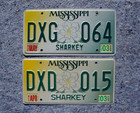 2003 Sharkey Mississippi License Plate Plates - Lot Of 2
