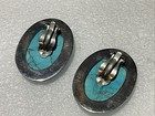Large 1 6 8  Sterling Silver Turquoise Oval Earrings Top Quality Signed Ture