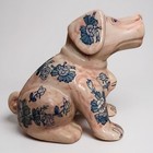 7    Floral Ceramic Dog Figurine Pink Blue Porcelain Vintage Hand Painted Decor