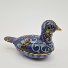 Vintage Chinese Cloisonne Bird Trinket Box Blue Turquoise Enamel Brass Lidded