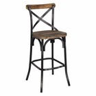 Walnut antique Black Zaire  x  Back Wooden Seat Counter Height Chair Bar Stool