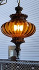 Vtg 1960 s-70 s Falkenstein Amber Glass Hanging Swag Light lamp