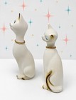 Vintage 1950s   60s Made In Japan Mcm Siamese Cat Figurines With Green Eyes     Pair