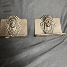Vintage Cast Iron Native American Indian Chief Head Bookends