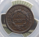 1848 Braided Hair Large Cent 1c Pcgs Au53  673 About Uncirculated Ecc c  Inc 