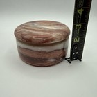 Vintage Natural Stone Marble Trinket Box Round Lid Jewelry
