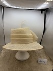 Natural Beige Straw Fascinator Hat By Sinal sinamay W wide Brim   Feathers One S