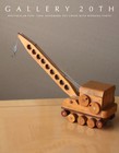 Fun  Mid Century Wood Handmade Working Toy Crane  50s Christmas Steam Shovel Vtg