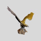 Vintage Brass Eagle Standing On Rock Statue Mounted