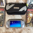 Sony Psp 3001 Silver - New Battery 7 Games 2 Movies Charger Case Bundle Tested