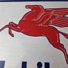 Vintage Mobilgas Sign - Porcelain Mobil Gasoline Pegasus Shield Gas Pump Sign