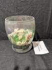 Round Glass Bowl Filled With Seashells   Green White Seaglass Decoration Display