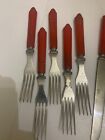 Vintage 16 Piece Flatware Set Red Bakelite Handles And Stainless