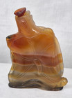 Vintage Chinese Turtle On Turtle Carved Agate Snuff Bottle With Stopper