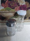 Vintage Good Seasons Glass Dressing Bottle   Ribbed Sugar Dispenser Set Clear