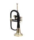 New Black 3 Valve Bb f Indian Flugelhorn Free Hard Case mouthpiece
