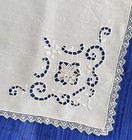 10 Vintage Large Linen Napkins W  Openwork   Needle Lace Inserts 20  X 21 