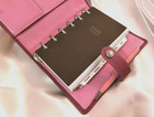 Coach Leather  rare  2-tone Agenda Planner Address Book Fuschia Peony Pink   Pen