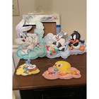 Vintage 1998 Baby Looney Tunes Musical Wall Art 5pc Nursery Decor Bugs Tweety