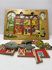 Vintage Fisher Price  501 Barn Wooden Tray Puzzle 13 Pieces Complete Usa Toy