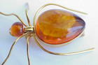 Baltic Amber Insect Spider Brooch Gold Jewelry           Russian Ussr Soviet Pin Order